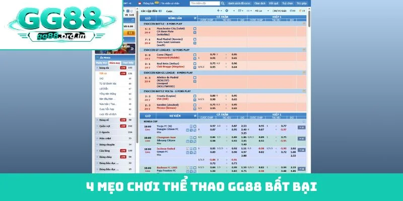 4 mẹo chơi thể thao GG88 bất bại